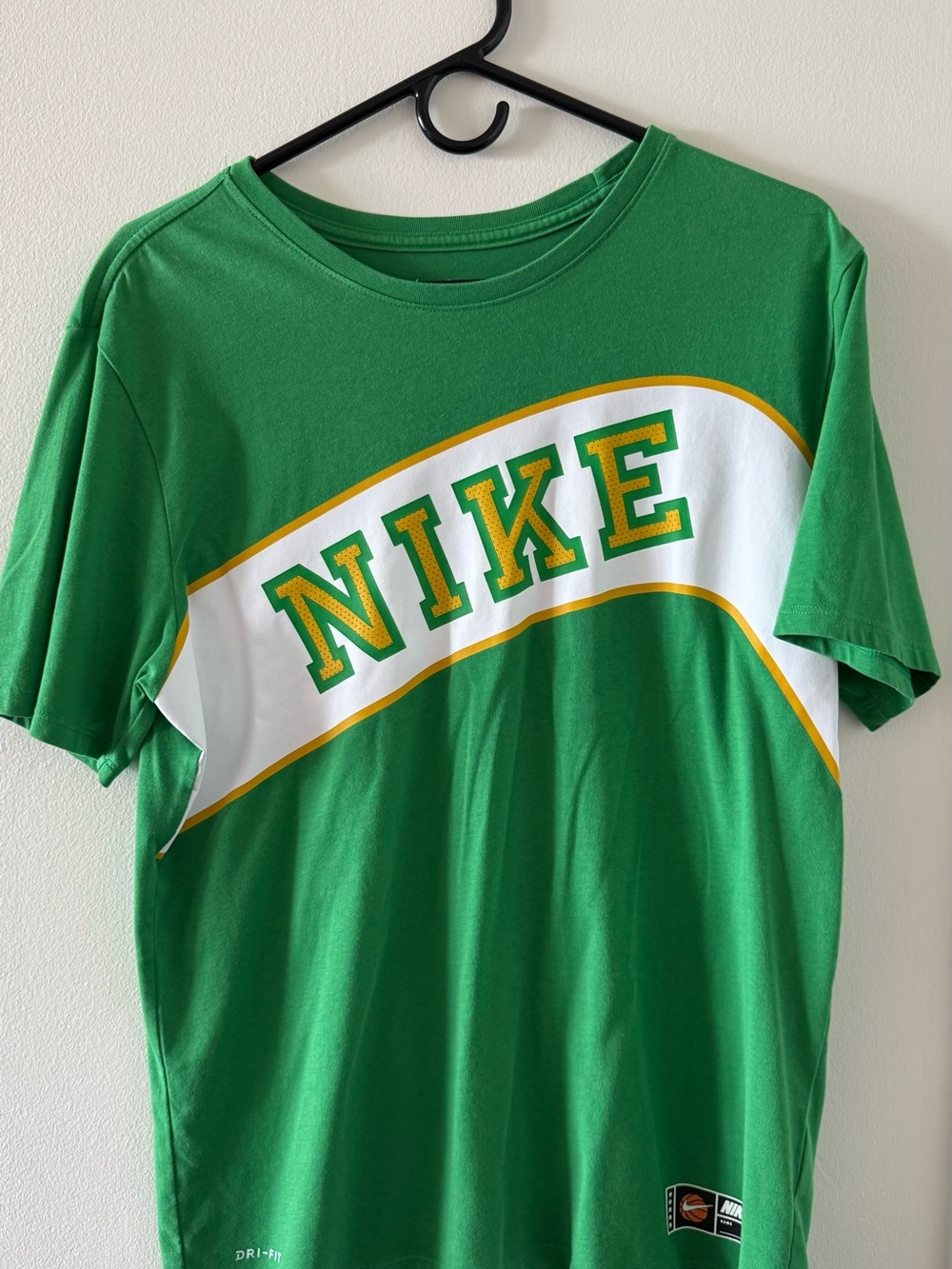 Nike Green Short-Sleeve Logo Tee with White & Yellow Accents